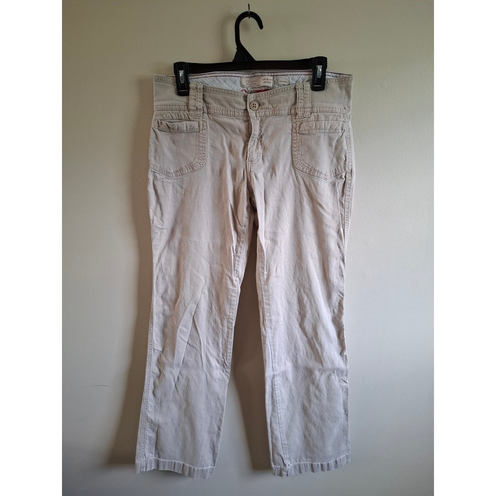 Indie Beige Corduroy Pants Soft Academia Light Skater Prep Neutral Mid Rise Sz 8